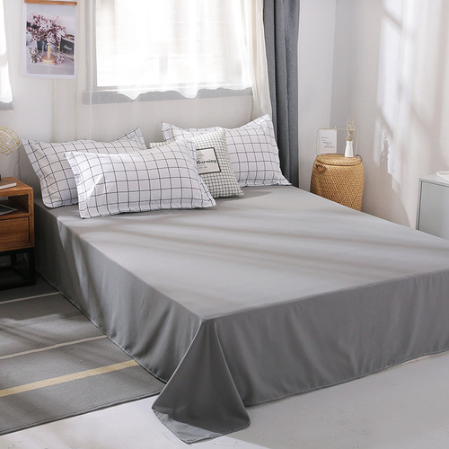 Simple Aloe Cotton Flannel Bed Set for Men Striped Check Three-Piece Set Bedding Set 4 Nantong Home Textiles