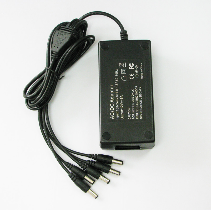 60W12V5A多路输出电源适配器一分五路多功能开关电源 LED灯