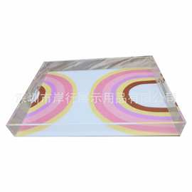 亚克力透明蛋糕托盘咖啡食品餐盘饮料收纳箱端菜盘传菜盘透明盒