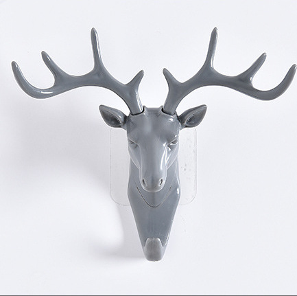 A2495 creativo ciervo cabeza gancho-libre de pared tridimensional colgante de plástico pegajoso gancho