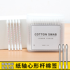 Heart-shaped handle double-ended paper tube cotton swabs, makeup, lip color, eyeliner, lip brush, sharp tip, box packaging, spiral ear cleaner