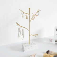 Nordic ins simple light luxury terrazzo bottom metal earrings necklace jewelry stand bedroom dressing table storage ornaments