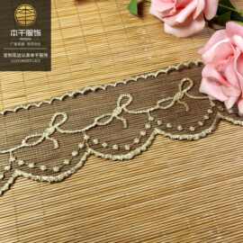金线网布条码7cm蝴蝶结蕾丝刺绣图案Lolita袖口花边服装辅料