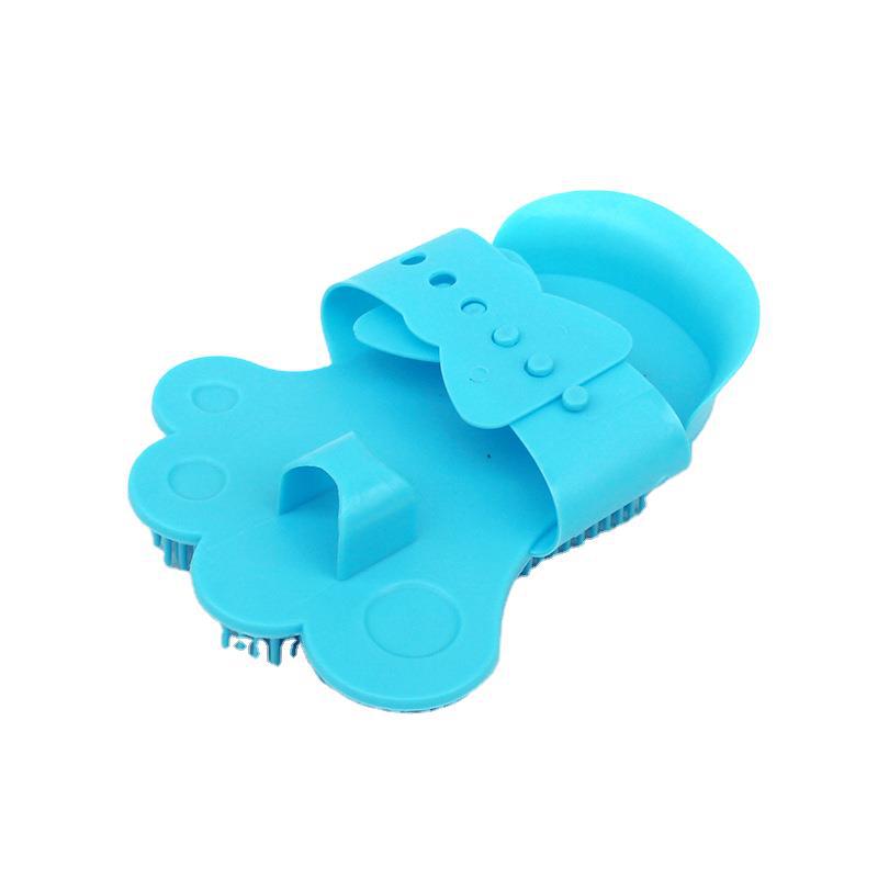 Nueva mascota cepillo de baño en forma de pie perro baño masaje cepillo de pelo largo disponible suministros de belleza al por mayor