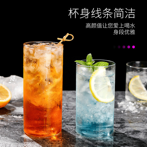 Delicate glass cocktail cups, minimalist long drink cups, Collins cups, straight-sided cups, high-quality wine glasses