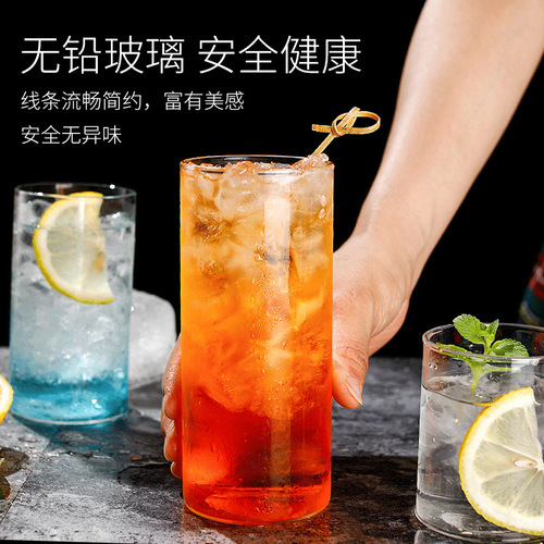 Delicate glass cocktail cups, minimalist long drink cups, Collins cups, straight-sided cups, high-quality wine glasses