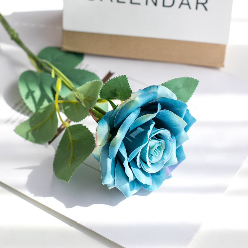 Nordic ins simulato rosa singolo fiore di seta fiore artificiale decorazione matrimonio bouquet regalo di San Valentino fiore simulato_voghion.com