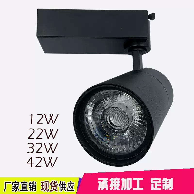 跨境批发Led轨道灯外壳 防飞工程款纯铝射灯商务照明透镜款轨道灯