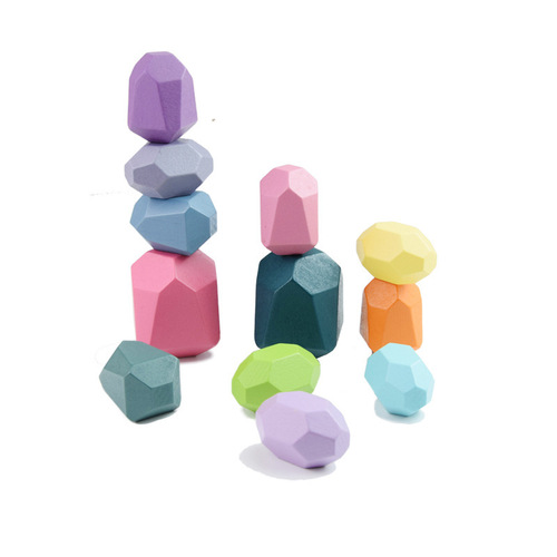 Amazon Wooden Rainbow Stacking Stone Building Blocks Children's Building Jenga Puzzle Color Cognition Enlightenment Toys Wholesale
