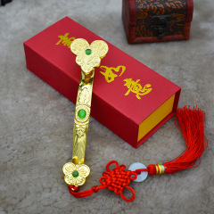 Alloy Ruyi figurine wholesale for temple offerings, Buddhist home living room desk decoration metal handicrafts