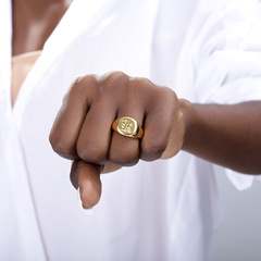 Cross-border new product ancient English font ladies alphabet ring copper round ring fashion jewelry Christmas gift