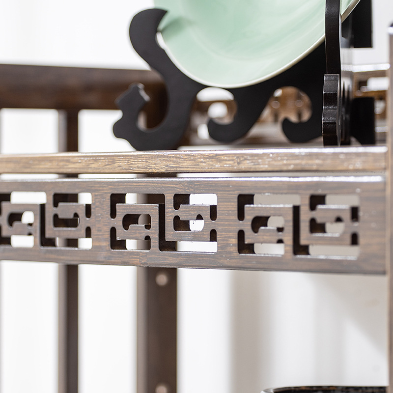 Nuevo estilo chino piso multi-capa estante sala de estar estantería antigua cocina ajustable estante decorativo estante de exhibición