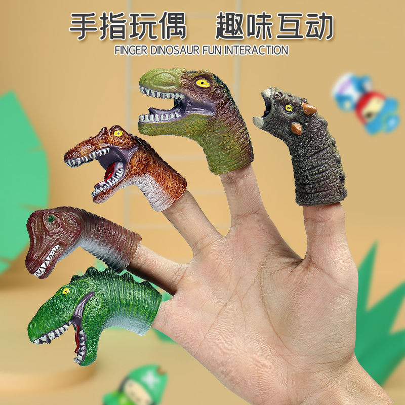 Children's Early Education Parent-Child Interactive Fun Games Tyrannosaurus Animal Finger Puppets Soft Rubber Dinosaur Toy Set