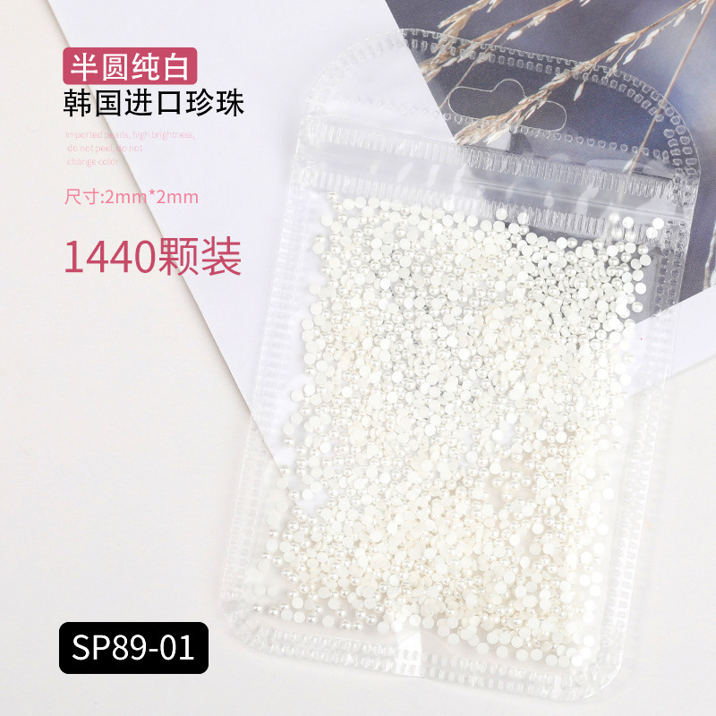 Popular celebridad en línea de fondo plano AB perla color mágico tamaño blanco semicírculo oval gota de agua de uñas de perlas joyería etiqueta engomada del clavo