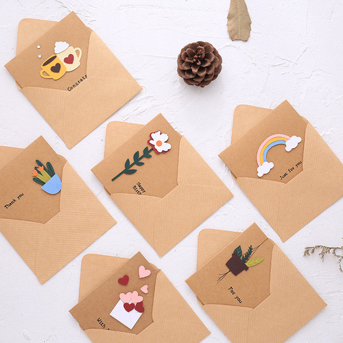 Creative 3D three-dimensional greeting card retro cowhide blank small card goddess holiday blessing thank you message card wholesale