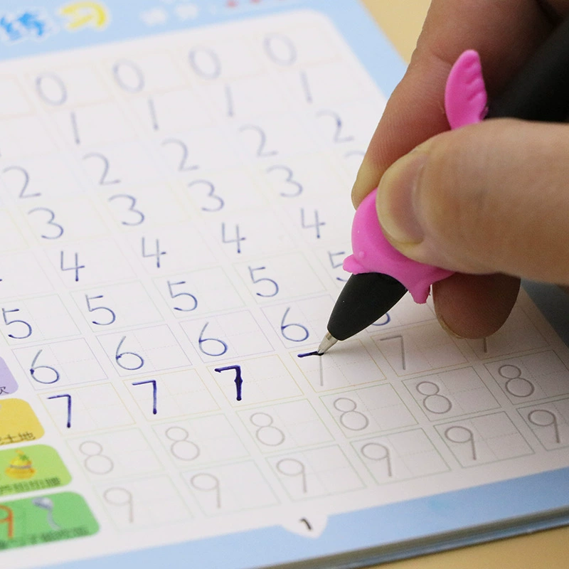 Automatic copybook, blue coloured pencils, calligraphy, set