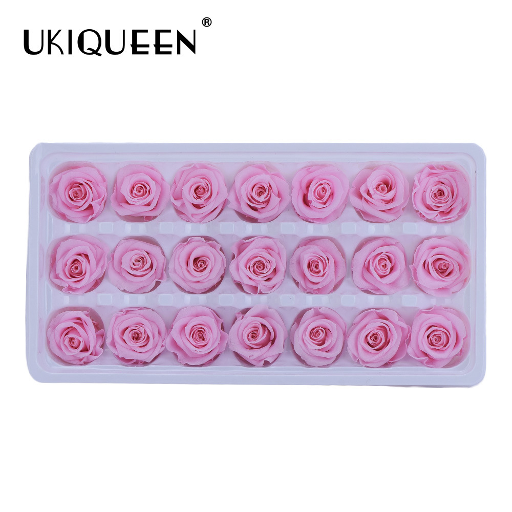 2-3cm 21 pequeñas flores Paquete de grado A DIY Eternal Rose flor cabeza caja de regalo material de preservación de la flor al por mayor Yunnan Kunming