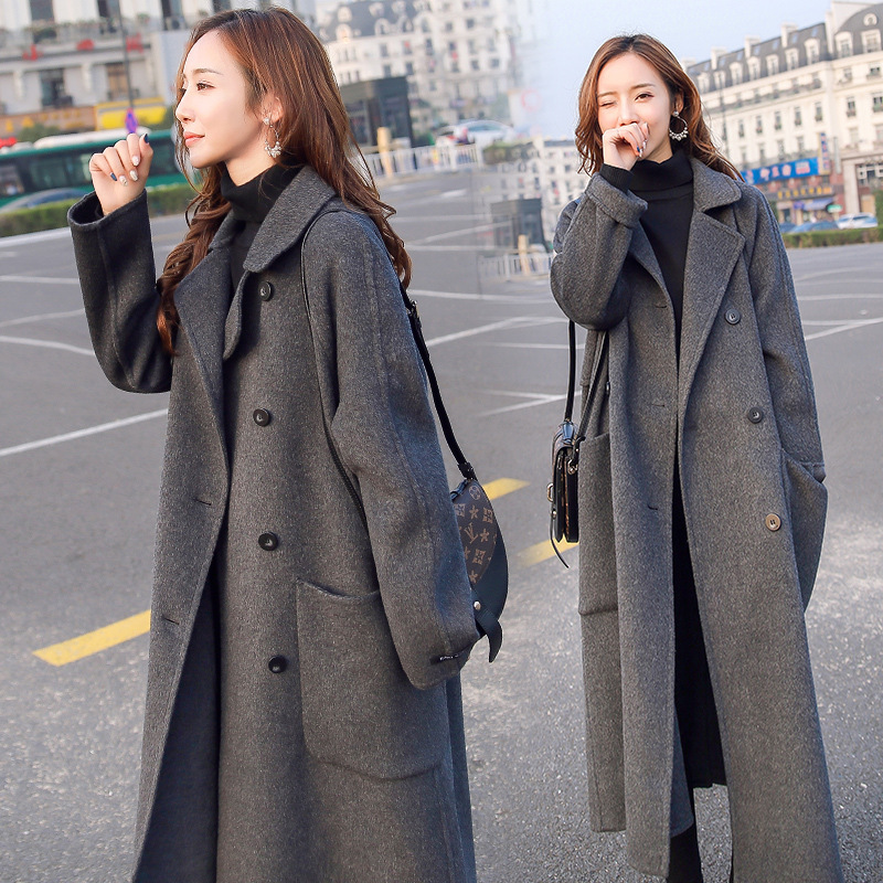 Women's Long Wool Coat 2025 Autumn/Winter New British Style Loose Over-The-Knee Thick Woolen Overcoat