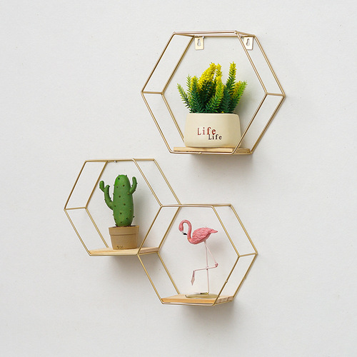 Nordic ins style wall storage rack living room room wall hanging creative wall hexagonal combination storage rack