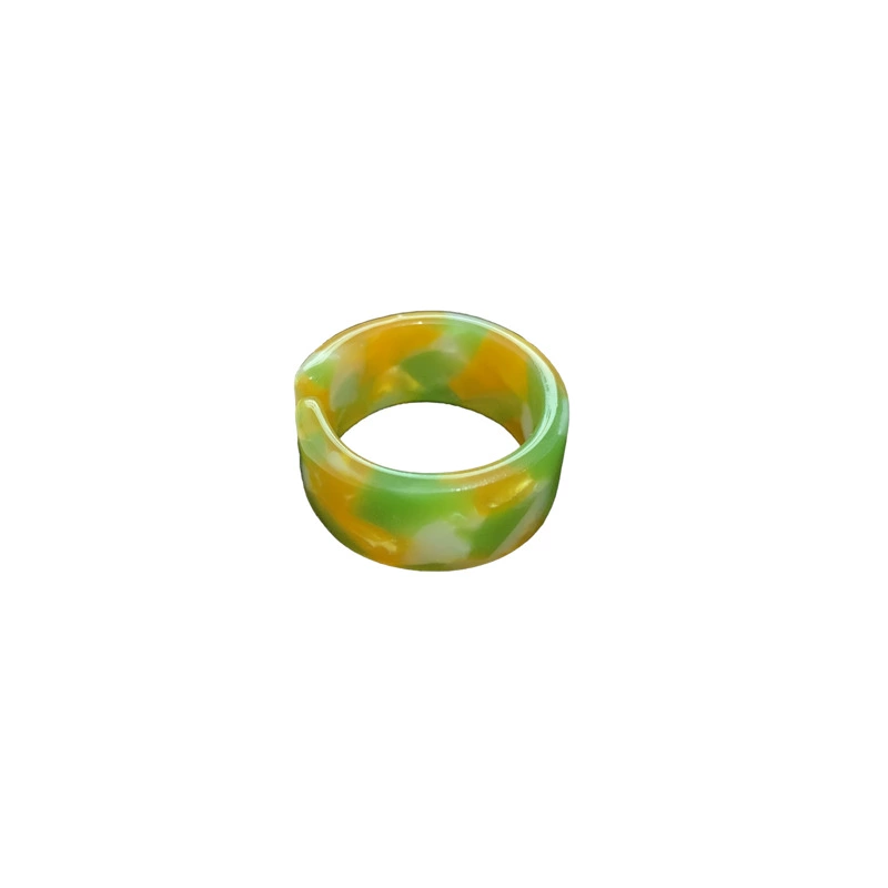 Кольцо (Korea ACC) Acrylic One-Size Chunky Ring для указательного пальца, цветной мраморный узор