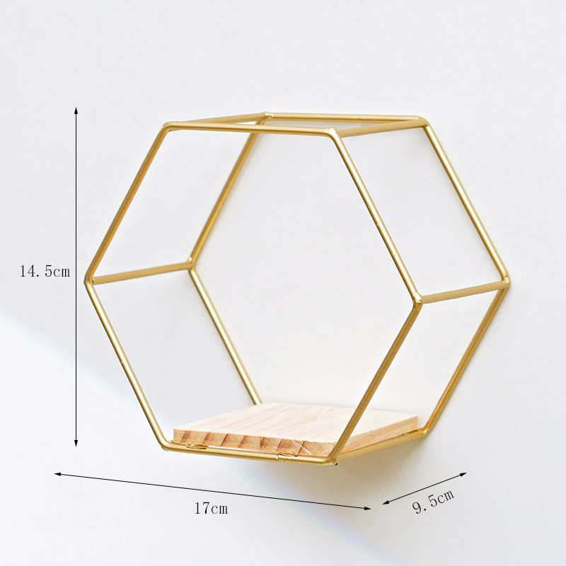 Wall storage rack hexagonal, no‑punch metal hanging shelves, modular single & multi‑unit combinations