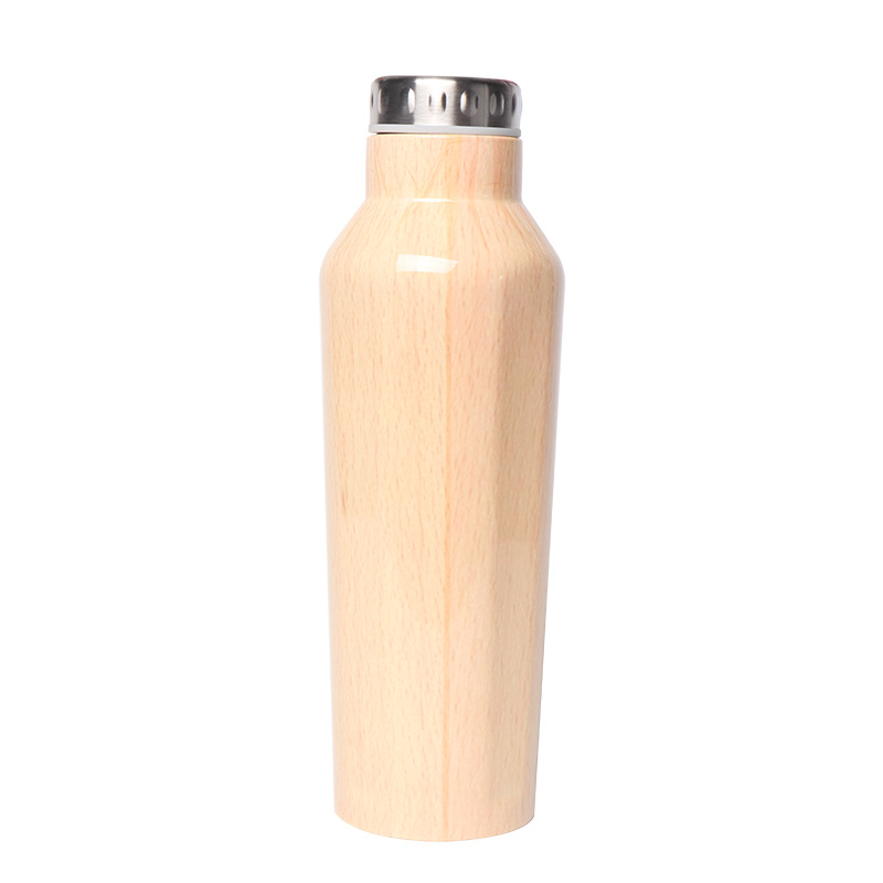 Grano de madera serie taza de vacío de acero inoxidable creativo deportes al aire libre hervidor de madera grano 304 taza de acero inoxidable al por mayor