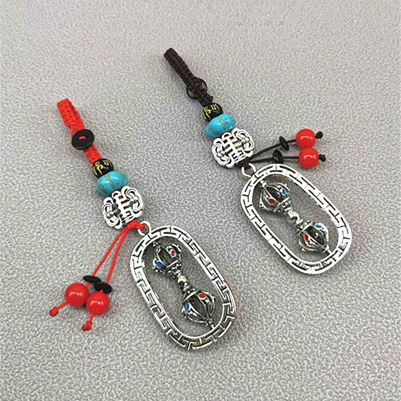 Convertible estilo étnico Xizango amuleto de la suerte llavero coche masculino diamante Maja oración rueda colgante punto escénico al por mayor
