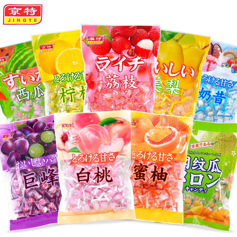 Jingte white peach sugar 500g fruit juice fruit candy hard candy candy treat guests bulk candy snack in the canteen