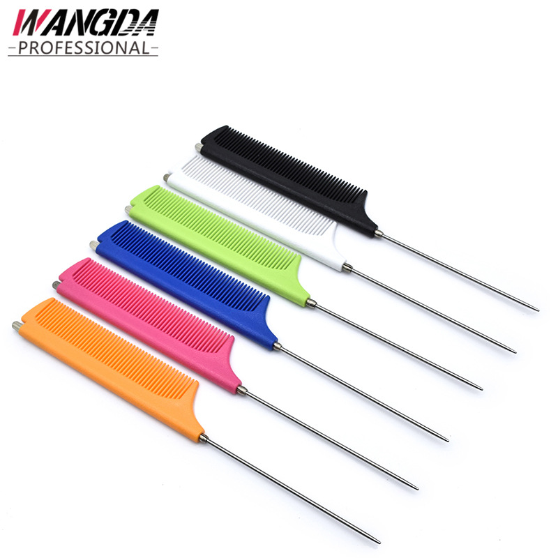 Pelo puntiagudo cola peluquería telescópica peine de acero retráctil aguja puntiaguda cola peine de recogida de pelo conveniente aguja de acero peine