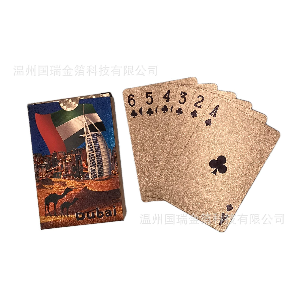 Покер из розового золота фольги Дубай Внешняя торговля игральные карты Золотая фольга ПЭТ Водонепроницаемый покер