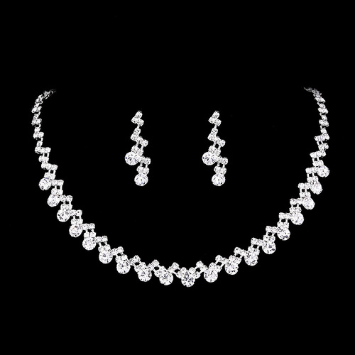 European and American jewelry wedding accessories two-piece set bridal silver-plated claw chain rhinestone set necklace earrings bracelet N5664