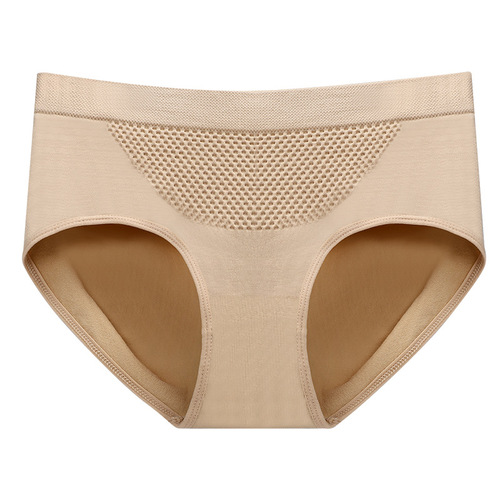 Nude 3D Honeycomb Palace Warm Inner Shorts for Women Mid-rise Triangle Padded Underwear Double-layered gusset Seamless Underwear Shaping Shorts