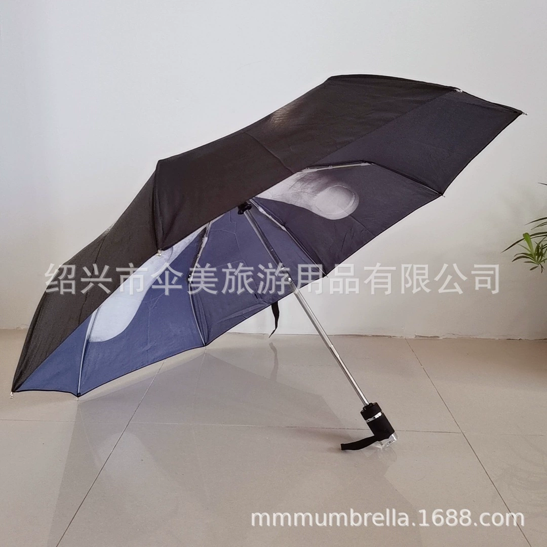 [21英寸热转印搞怪竖中指伞德国创意潮流纸筒三折学生鄙视雨伞]