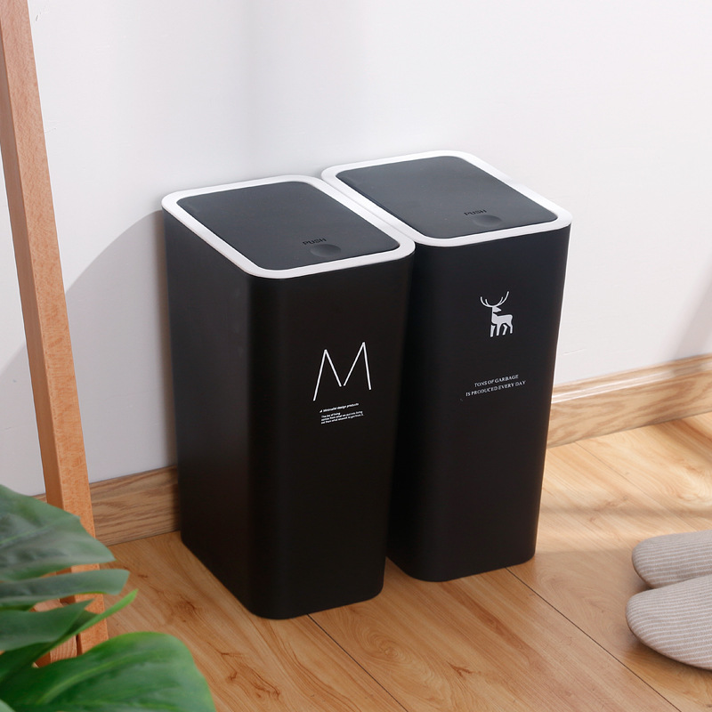 Papelera de inodoro hogar creativo cocina clasificación Push-tipo basura puede inodoro basura cesta de papel con tapa