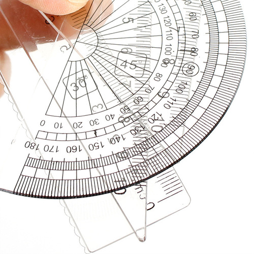 Exam ruler set 18cm 4-piece set ruler protractor right angle triangle 20cm scale student supplies wholesale