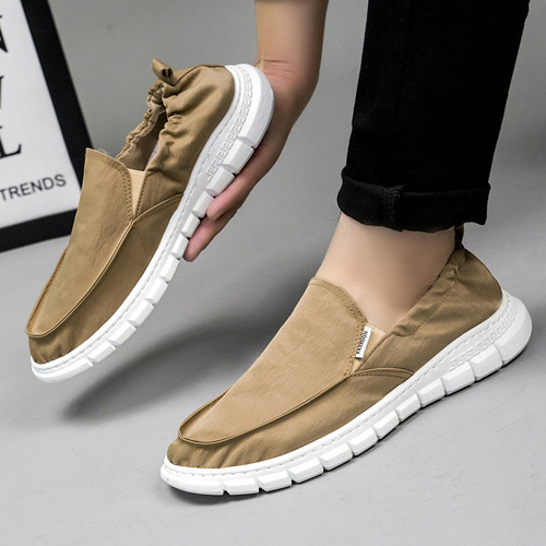 Spring and Summer New Model Fabric Shoes Korean Style One-Piece Casual Shoes Cross-Border Wholesale Flat Breathable Lightweight Fashion Match Men's Shoes