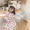 Skirt, dress with sleeves, autumn small princess costume, flowered, long sleeve, for 3-8 years old