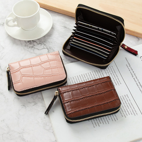 New Style Wallet Women's Mini Korean Crocodile Pattern Multi-functional Anti-magnetic Multi-slot Driver's License Retro Bank Wallet 