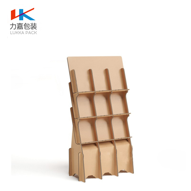力嘉包装瓦楞纸创意产品九宫格资料陈列架生产环保装饰展架纸盒