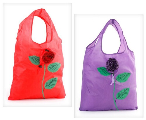 【批发】190t创意涤纶环保袋 可折叠玫瑰花购物袋 花朵购物袋