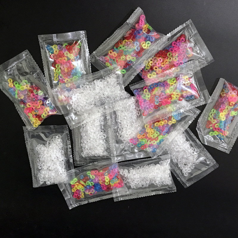 100个装透明彩色塑料S扣DIY彩虹皮筋手链编织工具卡扣S扣