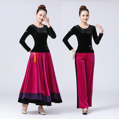 Square dance costumes autumn and winter dance costumes for women embroidered long-sleeved dancing clothes long dresses
