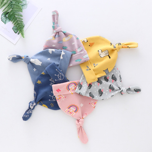 Baby hat spring, autumn and winter 0-3-6 months newborn fetal cap female baby boy pure cotton warm hat