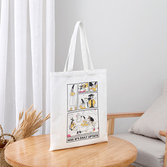 Long-term supply of hand-held printed shopping canvas bags, creative advertising blank student canvas bags with logo printing available