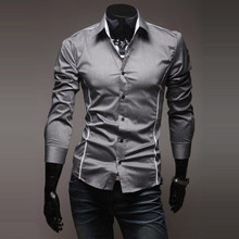 Slim Fit Cut Distinctive Edge Men's Casual Long Sleeve Shirt Fashion Men's Lapel Shirt Foreign Trade Supply
