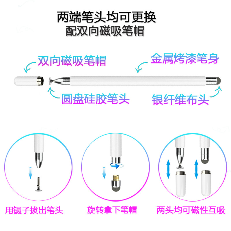電容筆通用適用ipad手機觸屏觸控筆圓盤布頭二合一 平板繪畫手寫