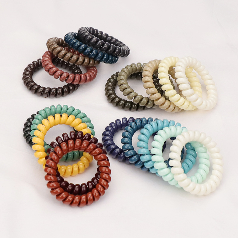 Korean fashion color simple ins style telephone line Hair ring Super fairy Net red women's horsetail hair rope autumn and winter New Korean fashion color simple ins style telephone line Hair ring Super fairy Net red women's horsetail hair rope autumn and winter New