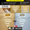 Ceiling lamp for country house for living room, rotating crystal pendant suitable for stairs, light luxury style