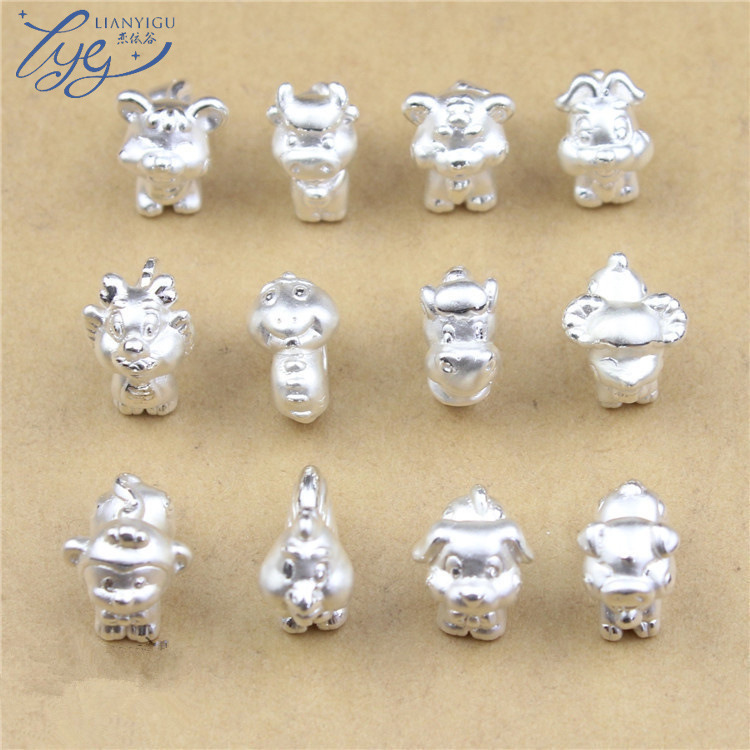 3D Copper Plated 925 Silver Zodiac Bracelet DIY Accessories Personalized Lucky Bag 12 Zodiac Jewelry Wholesale