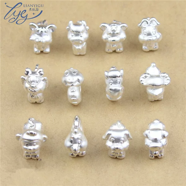 3D Copper Plated 925 Silver Zodiac Bracelet DIY Accessories Personalized Lucky Bag 12 Zodiac Jewelry Wholesale